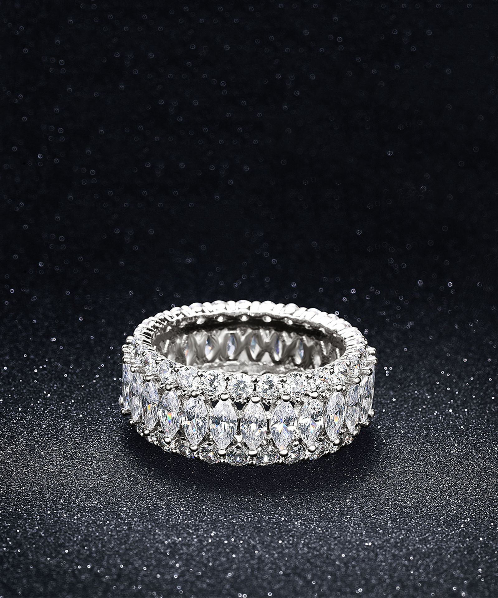 Cubic Zirconia & Sterling Silver Pave Ring (Size: Size 7) [Ref: 53134428-Box 3]