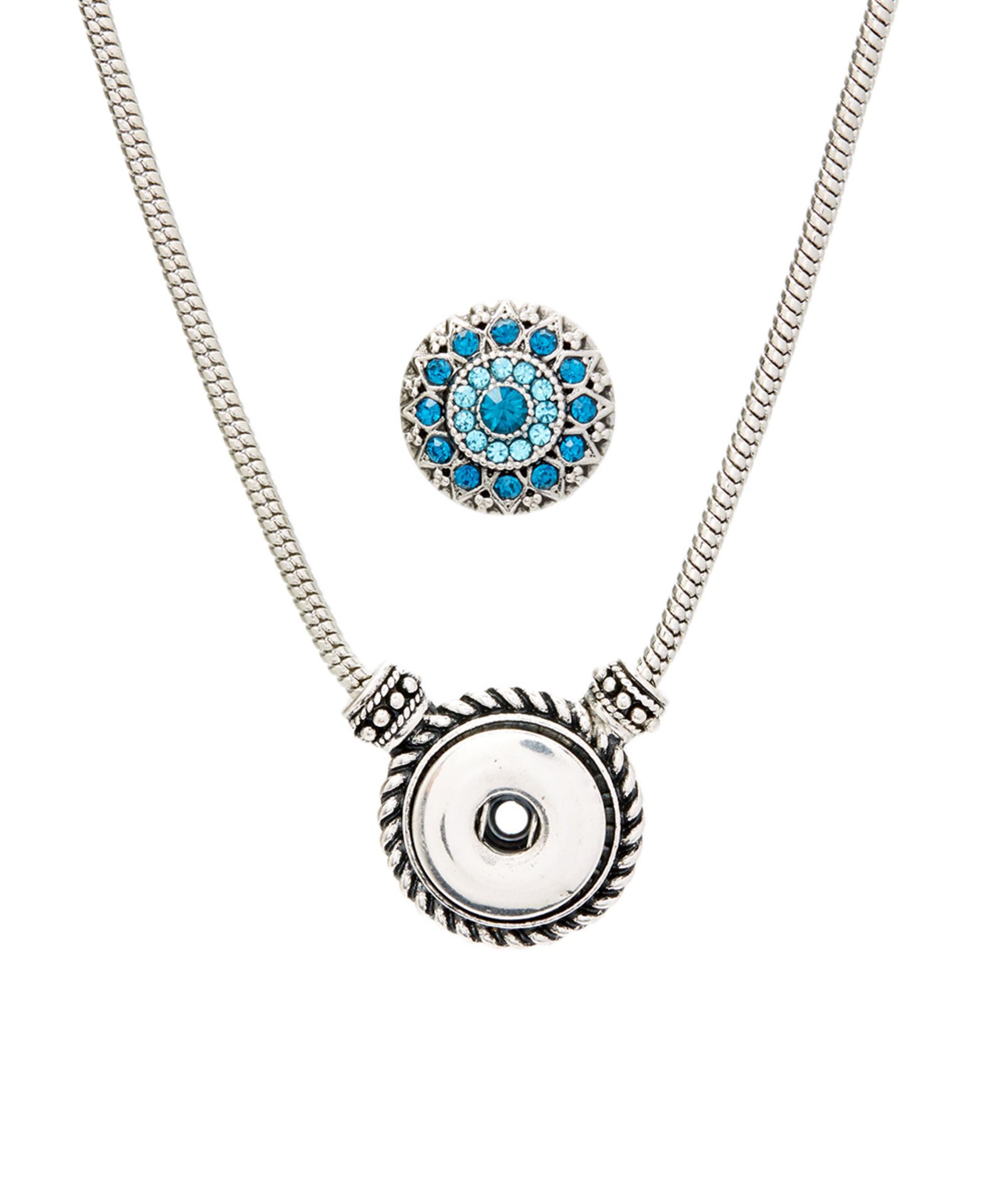 Snap Jewels Azure & Silvertone Renaissance Maylen Snap Charm Pendant Necklace (Size: One Size ) [ - Image 2 of 2
