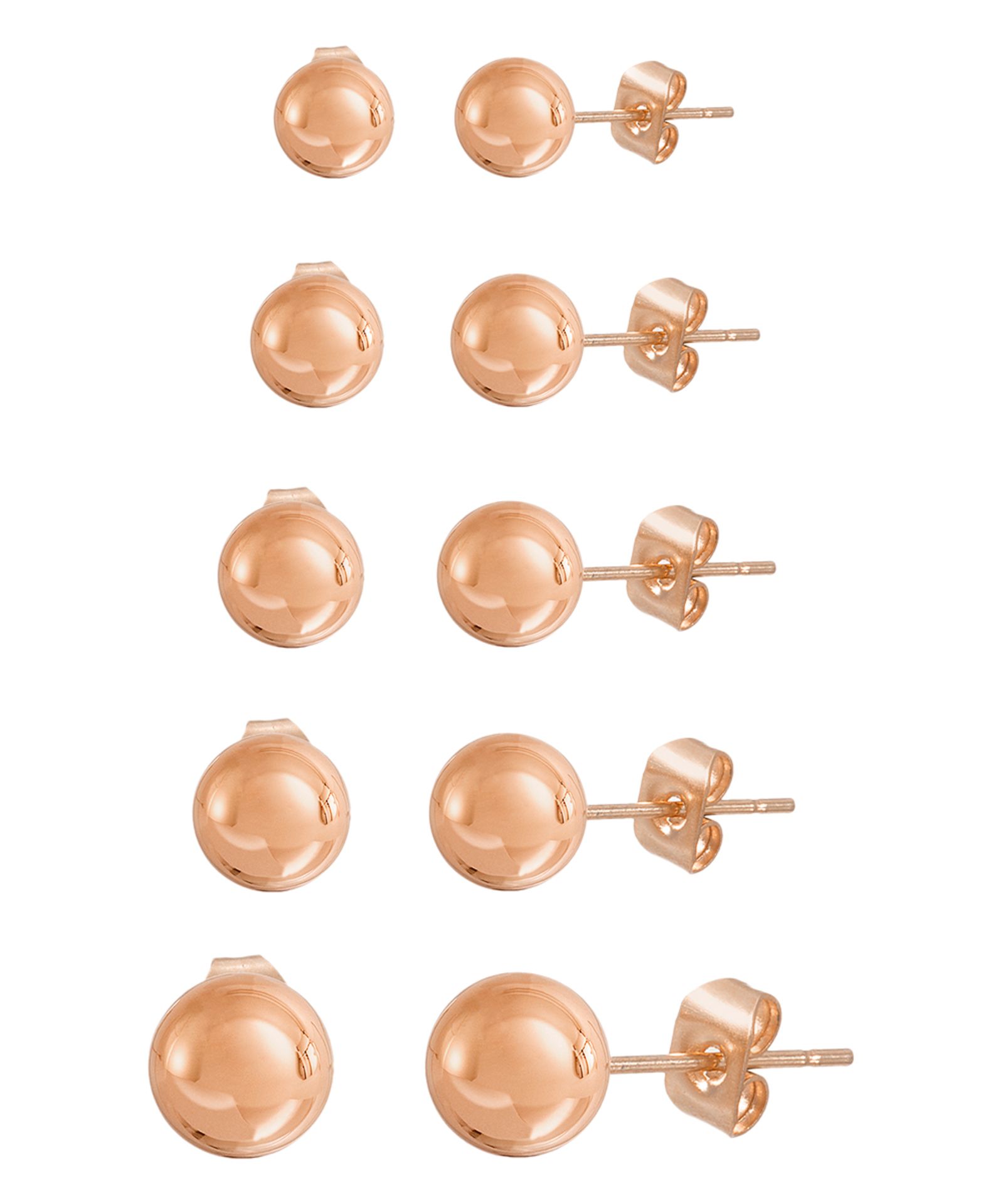 Bliss 14K Rose Gold-Plated Ball Stud Earrings Set (Size: One Size) [Ref: 54177978-Box 3]