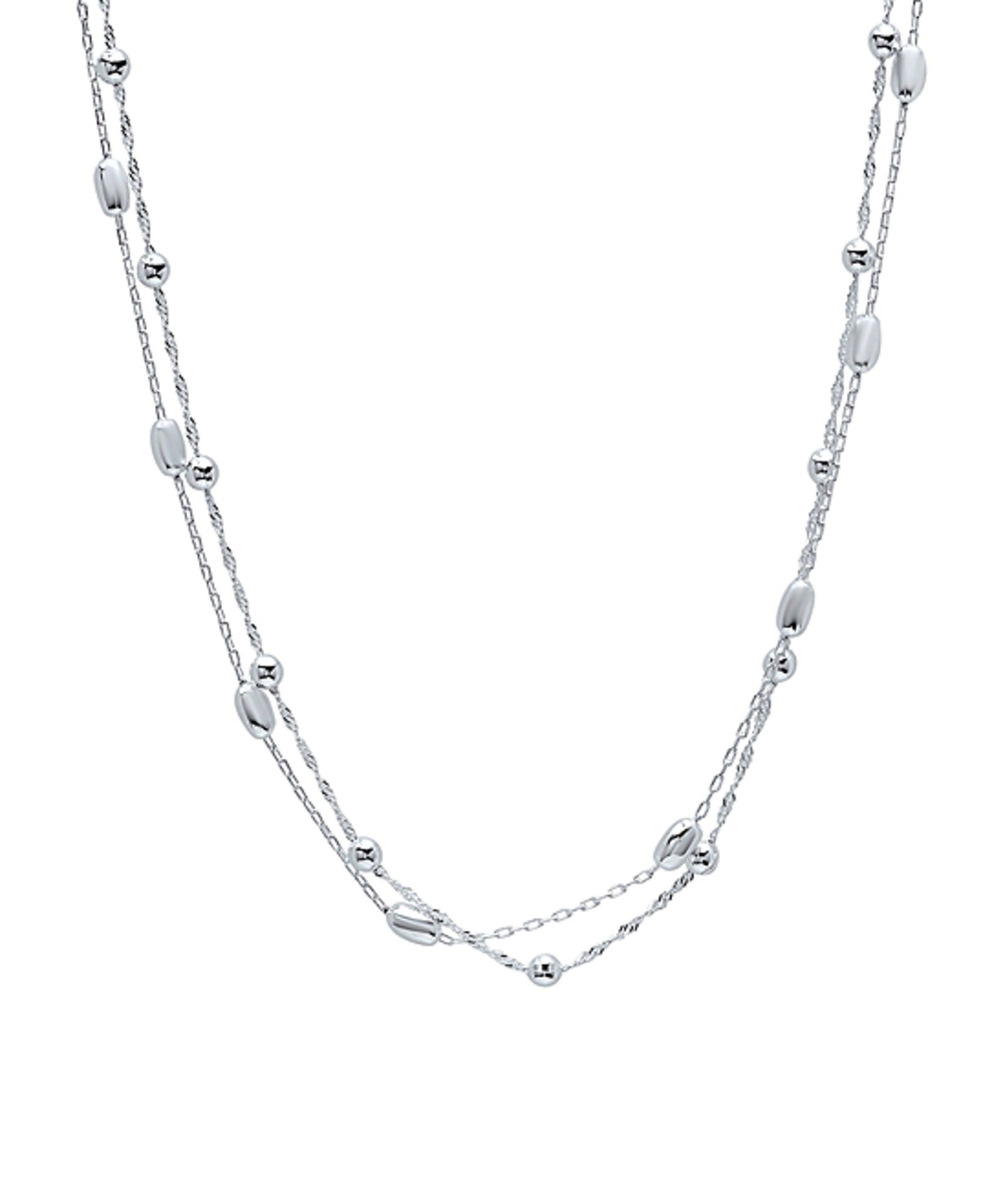 Sterling Silver Layered Necklace (Size: One Size) [Ref: 56982296-Box 4]