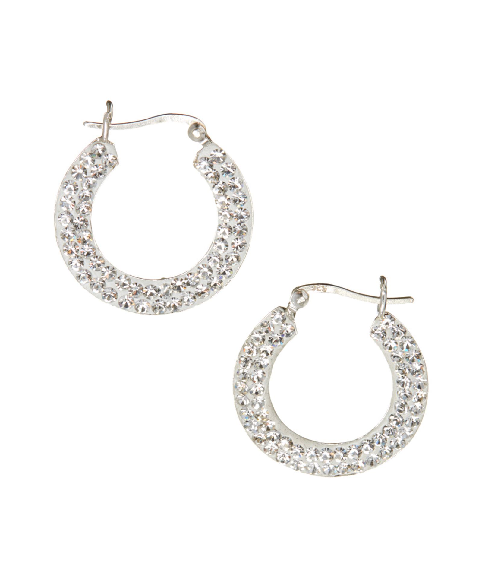 Sterling Silver Pavé Hoop Earrings With Swarovski® Crystals (Size: One Size) [Ref: 35880950-Box 3]
