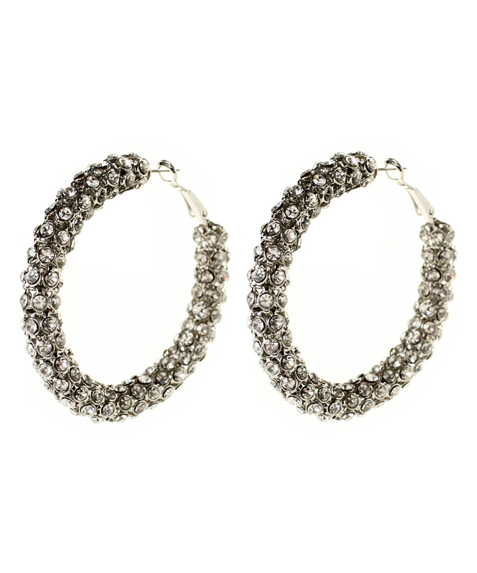 Amrita Singh Austrian Crystal & Silvertone Rock Star Hoop Earrings (Size: One Size) [Ref: 35290257-