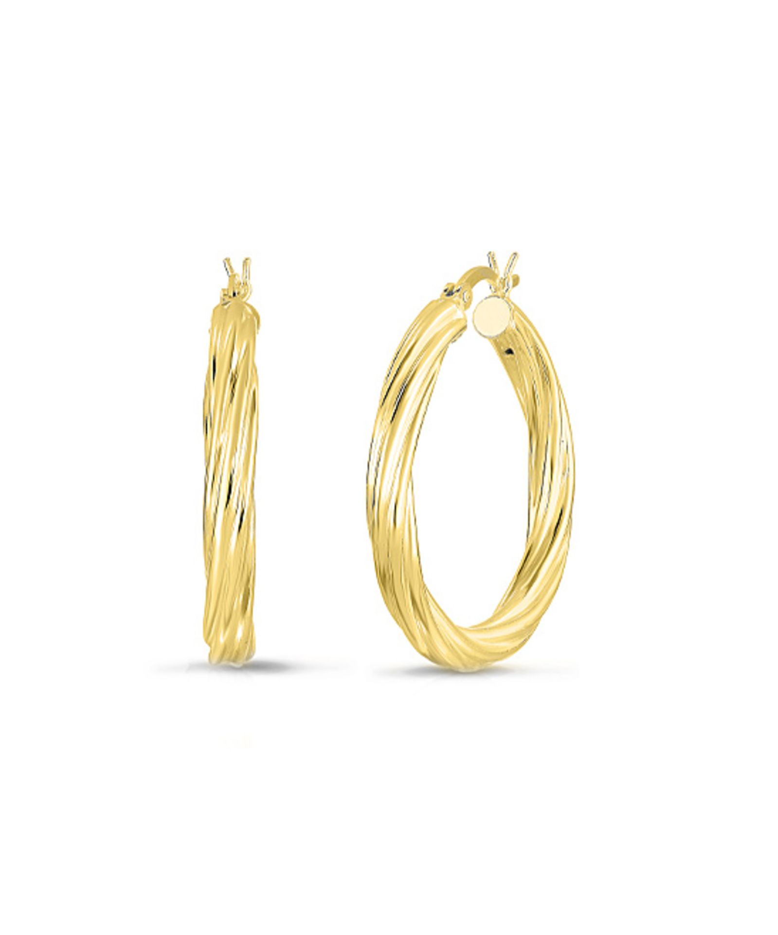 18K Gold-Plated Twist Hoop Earrings (Size: One Size) [Ref: 48965235-Box 2]