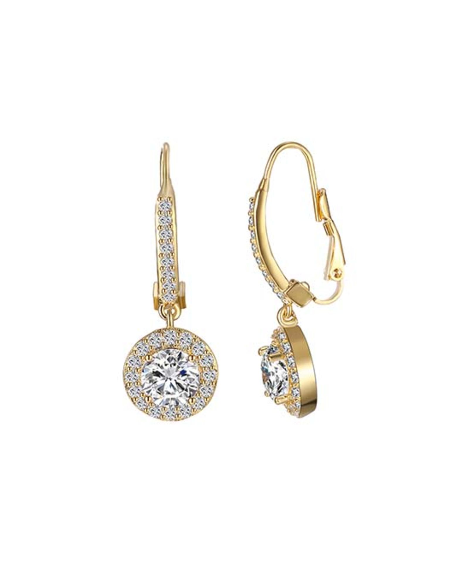 Cubic Zirconia & Gold Drop Earrings With Swarovski® Crystals (Size: One Size) [Ref: 40410314-Box 4]