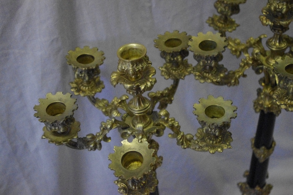 A large pair of French Empire style gilt six light candelabra. - Image 2 of 2