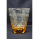 A Whitefriars amber, controlled bubble, lobed vase.