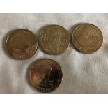 Nine assorted Queen Elizabeth II Commemorative £5 coins.