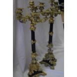 A large pair of French Empire style gilt six light candelabra.