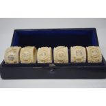 A cased set of six late 19th Century ivory napkin rings.