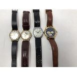 Four assorted wristwatches.