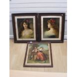 Two A. Asti portrait prints of ladies and one other.