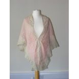 A pink and white silk and cotton summer cape circa 1850.