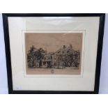 Two Wallace Hester 19th Century black and white etchings of Marlborough College.