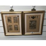 A pair of 19th Century framed and glazed kimono panels.