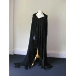 A black shawl of silk/ silk-cotton mix circa 1850.