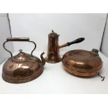 An assortment of Victorian and later copper and brassware.