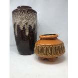 A large West German ceramic vase and a Beit Hayotser Israel ceramic vase.