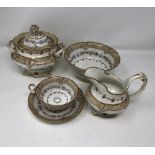 A 19th Century four piece hand painted tea set (no tea pot), Imperial mark, circa 1835.