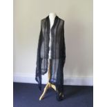 A 1920s black fine chiffon stole and a 1920s/30s white fur cape with diamante clip.