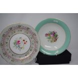 A collection of hand painted Alfred B. Pearce plates with two similar comports.