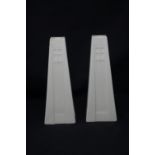 A pair of Belleek tower candlesticks.