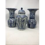 A Delft Blue cabinet set made for Royal Sphinx Holland by Boch Belgium.