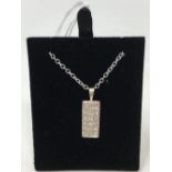 A white gold diamond pendant set with 21 diamonds on a 925 chain.