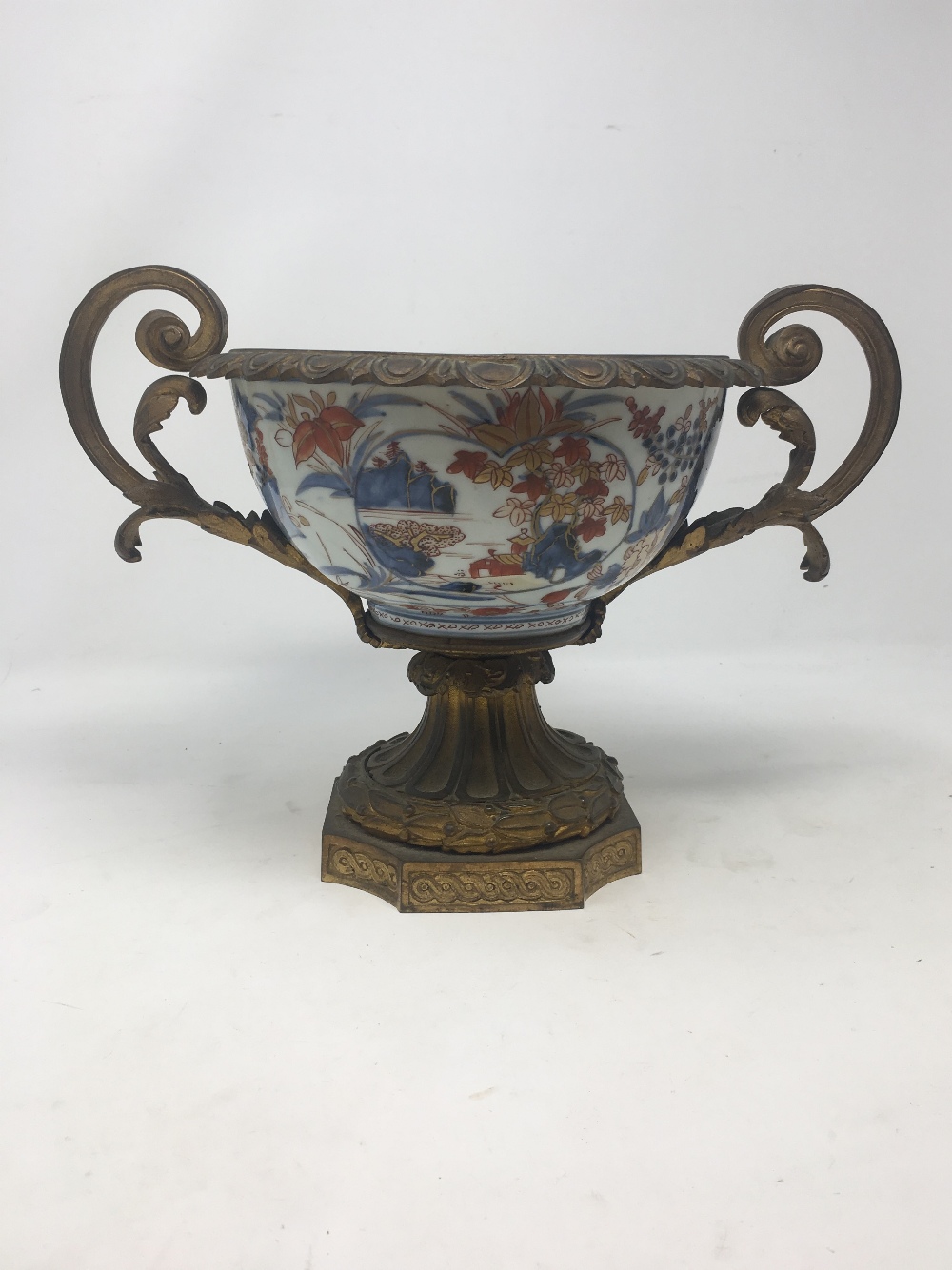 A French gilt bronze mounted Japanese export porcelain Imari bowl.