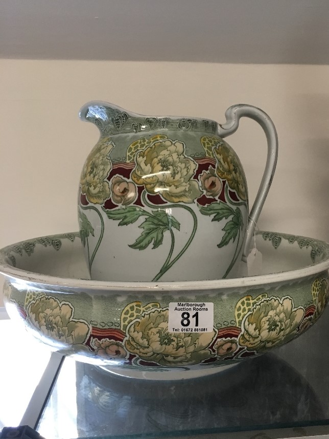 An F. Winkle Kelm Scott Art Nouveau jug and bowl set.