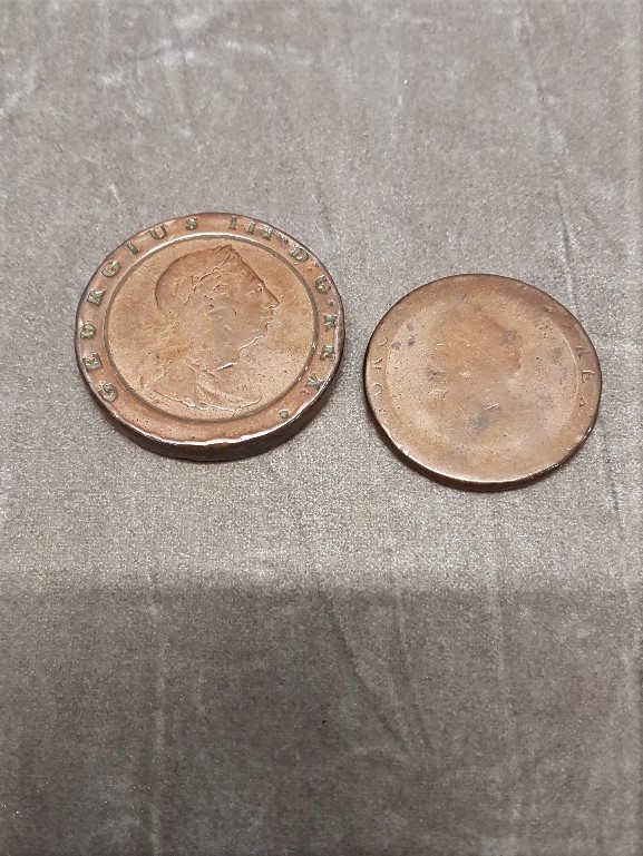 A George III copper penny and a two pence coin. In very good condition, Birmingham Mint. - Image 2 of 3
