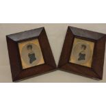 A pair of 19th Century watercolour portraits.