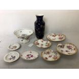 A set of four graduated Hammersley Dresden spray dishes and a Dresden pierced pedestal bowl.