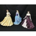 Three Royal Worcester figurines with certificates.