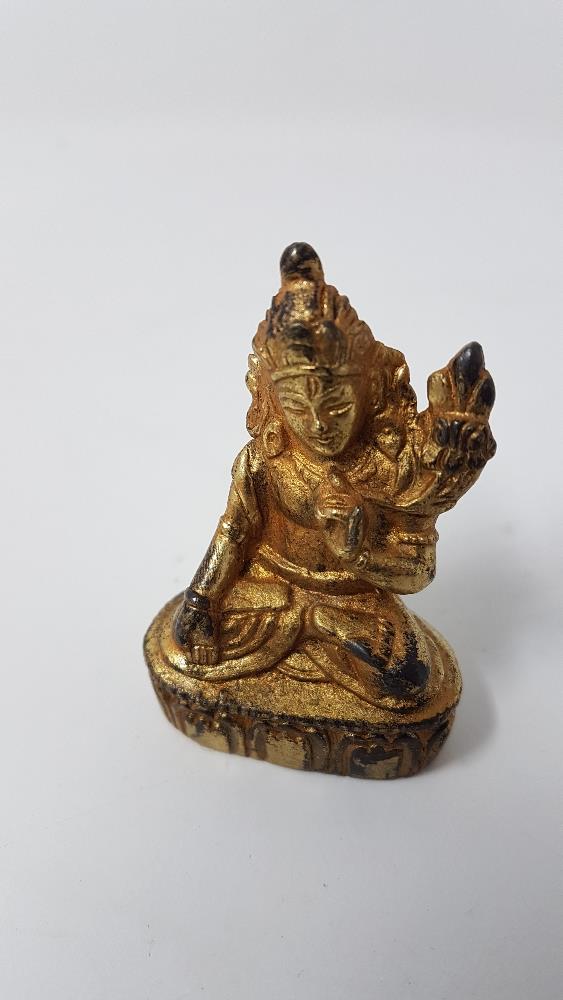 A Tibetan Buddhist gilded Tara god Kwan-Yin Buddha deity. - Image 2 of 3