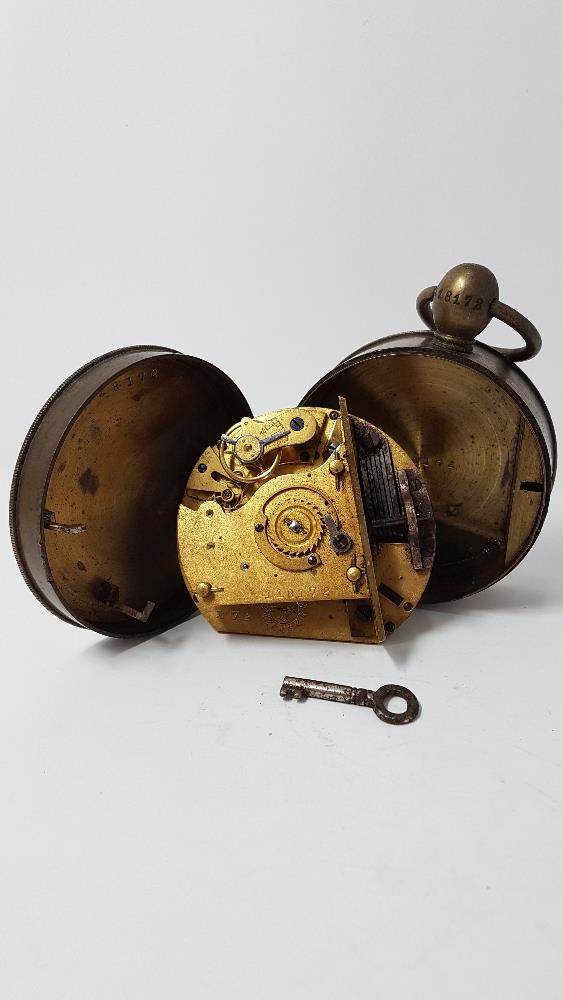 A 19th Century portable brass night watchman's clock.