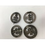 Four WW1 Silver War Badges for Services Rendered.