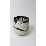 A studio stoneware vase in the manner of Lucy Rie.