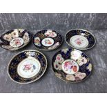 Five late 18th Century/early 19th Century assorted saucers.