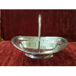 A George III navette shaped silver cake/bread basket.