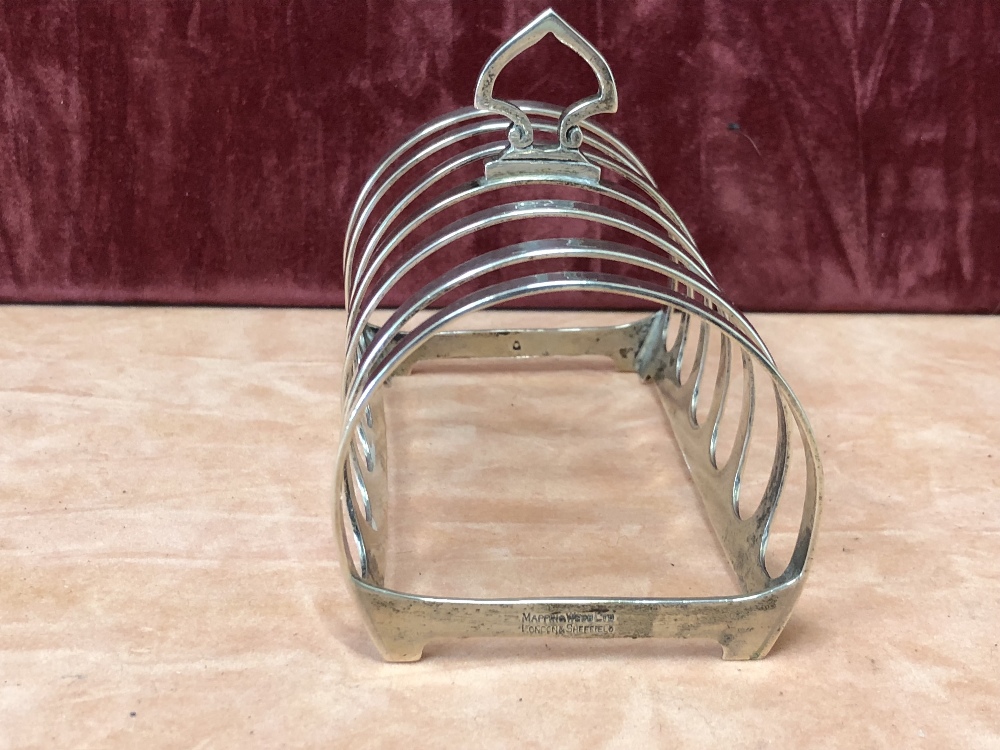 A silver six slice toast rack with Liberty style carrying handle. - Image 2 of 2