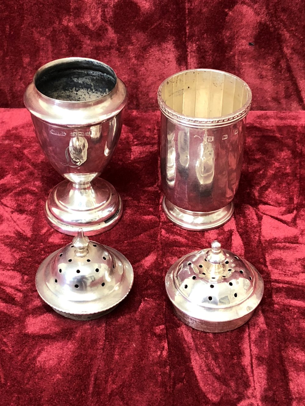 Two silver pepper shakers. - Image 2 of 3