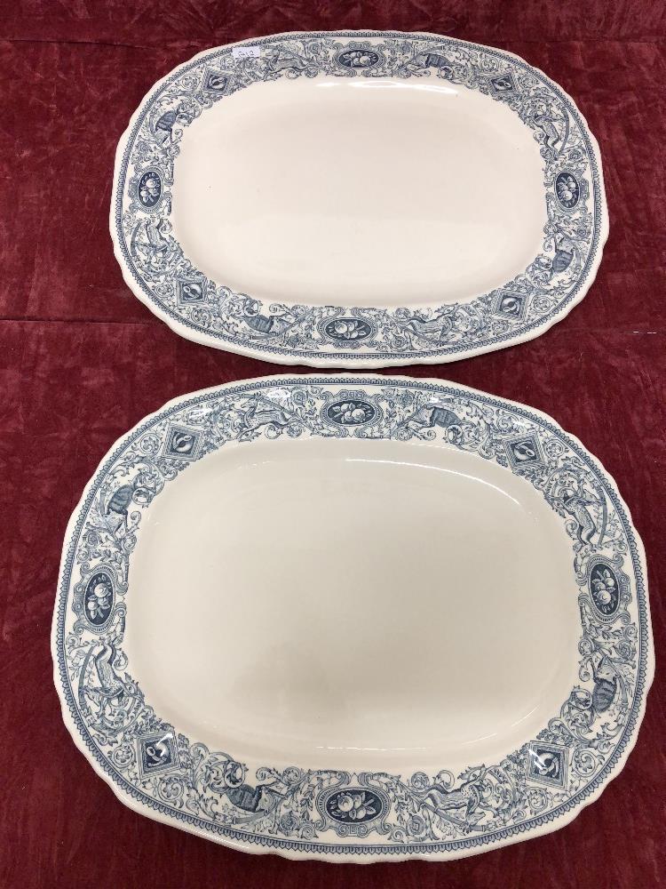 A pair of Masons turkey plates and one other.