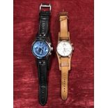 Two quartz Fossil wristwatches.