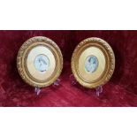 A pair of stunning hand painted portraits on ivory depicting two sisters.