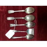 An assortment 18th Century and later teaspoons.