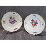 Two 19th Century Meissen hand decorated floral plates.