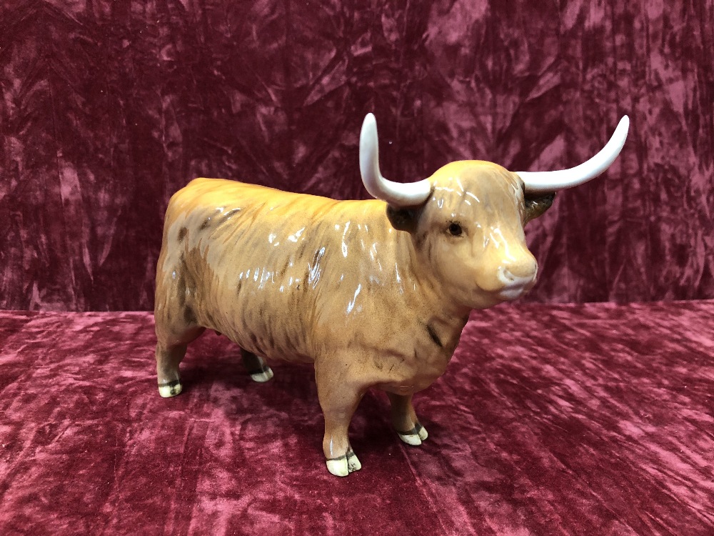 A Beswick Highland bull, cow and calf. - Image 2 of 8