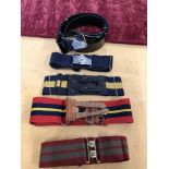 Four British Army stable belts including the Queens Regiment and The Rifles.