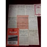 Ten Arsenal Football Club programmes from 1946 to 1953.