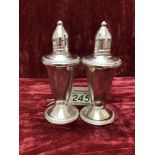Duchin Creation Sterling Silver weighted pepperettes with clear glass liners.